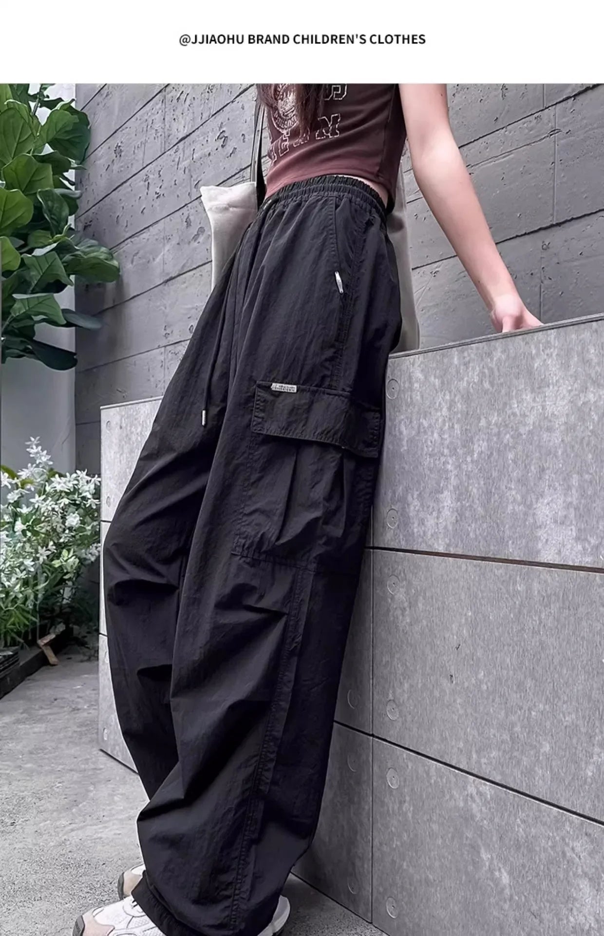 Girls Cargo Pants Summer Thin Loose-fit Wide-leg Long Pants New 2024 Trendy Junior High School Students Casual