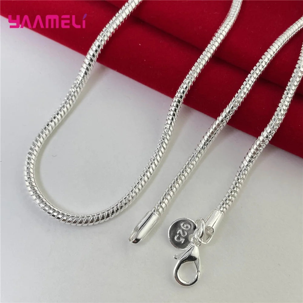 Promotion Sale Real Pure 925 Sterling Silver Necklace Chain with Lobster Clasps Men Women Collar 1.2MM/3MM/4MM 16-30 Inch