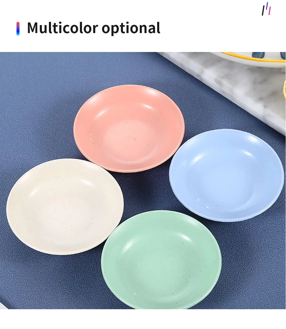 Shape Wheat Straw Bowl Vinegar Seasoning Solid Soybean Dish Sauce Salt Snack Small Plate Utensils for Kitchen Supplies 1 pc