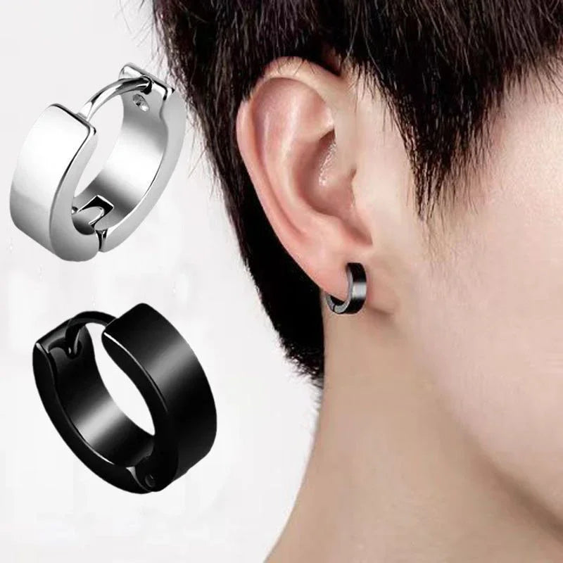 1 Pair Men Women Punk Stainless Steel Ear Circle Earring Simple Ear Buckle Gothic Fashion Jewelry Hot Selling Pop Jewelry gift