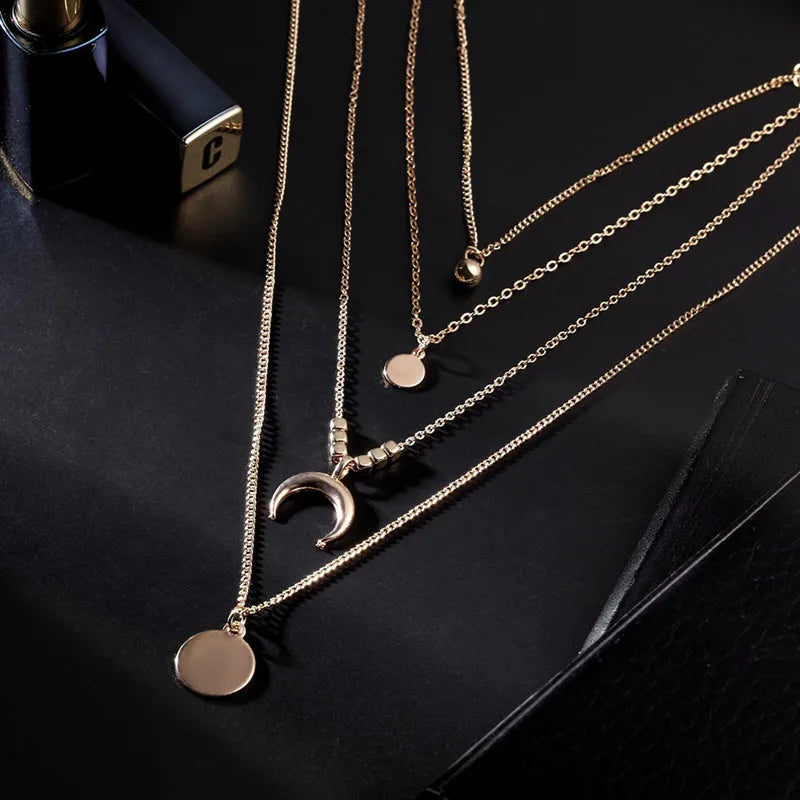 Simple Round Disco Coin Pendant Long Chain Necklace for Women Vintage 2022 Boho Multilayer Ethnic Summer Necklace Accessories