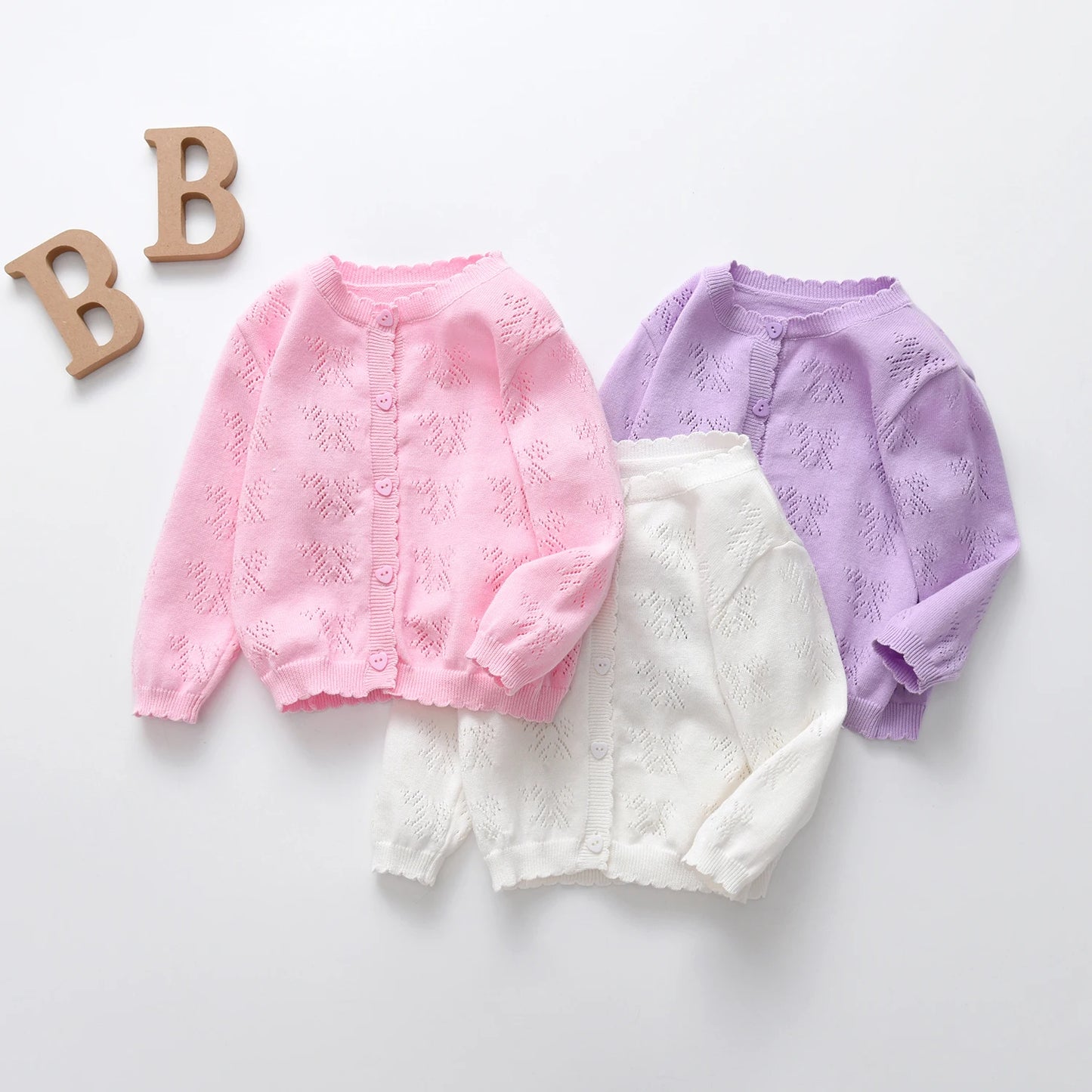 Children Clothing Girls' Knitted Cardigan Thin Spring and Autumn Baby Sweater Coat Cotton Thread Children's Outerwear Top