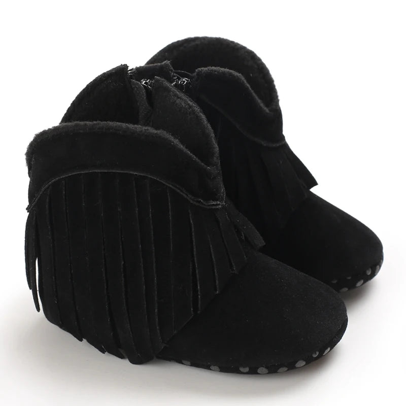 Baby Booties Vintage Tassel Anti-slip Sole Winter Warm Baby Boys Girls Shoes Snow Booties First Walkers Infant Shoes