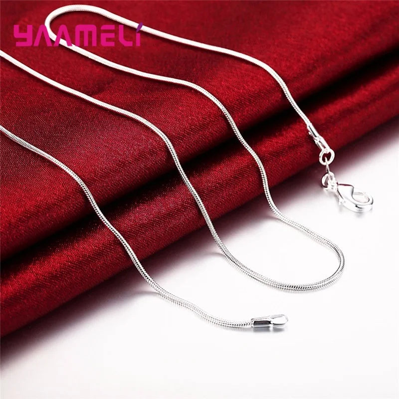 Promotion Sale Real Pure 925 Sterling Silver Necklace Chain with Lobster Clasps Men Women Collar 1.2MM/3MM/4MM 16-30 Inch