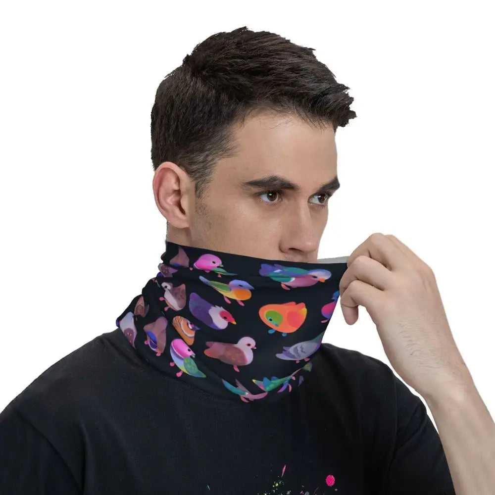 Pigeon Walk , Black Background Bandana Neck Cover Printed Magic Scarf Multifunction Cycling Scarf Running Unisex Adult Windproof