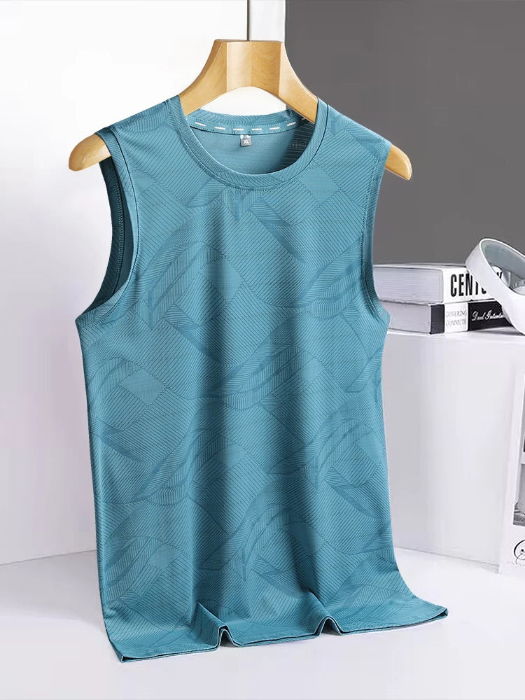 8xl 7xl 6xl New Big Size Ice Silk Classic Tank Tops Men Sleeveless Shirt Black Blue Tees All-Match Quick-Drying T-Shirt