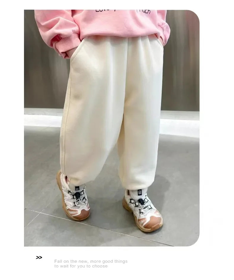 Stylish Spring Autumn Children's Pants Loose Fit Casual Trousers For Girls 2023 New Large Medium Kids Wardrobe