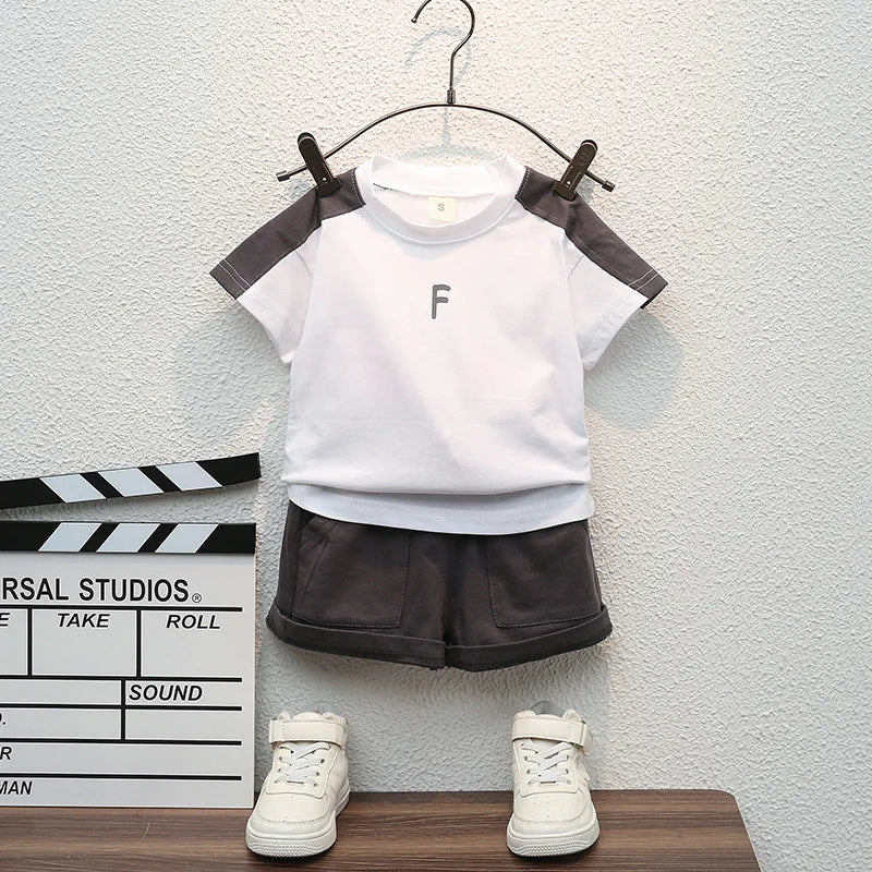 New Summer Baby Boys Clothes Sets Fashion Cotton Letter Printing T-shirts+Tooling Shorts 2pcs Kids Outfits for Infant Tracksuit