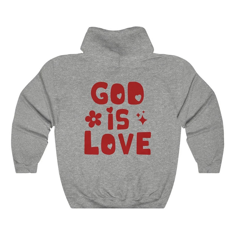 God Is Love Back Print Women Loose Hoodies Religious Sweatshirt Fall Winter Fashion Clothes Christian Fashion Tops Dropshipping