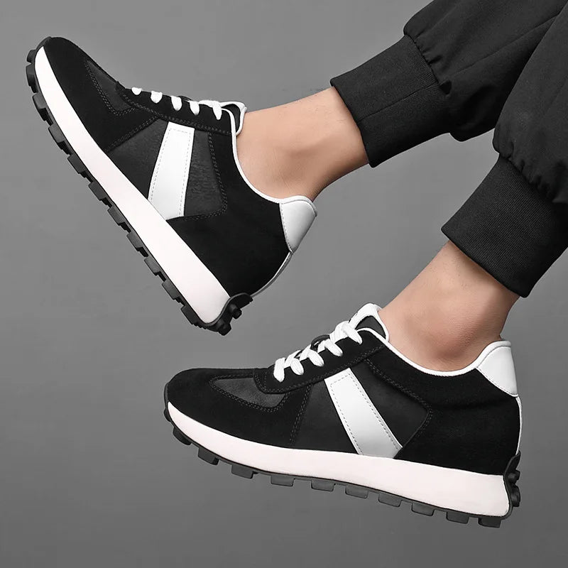 Genuine Leather Men Sneakers Elevator Shoes Hidden Height Increasing Shoes Men 8 6CM Sports Casual Flat Oxfords Man Heightening