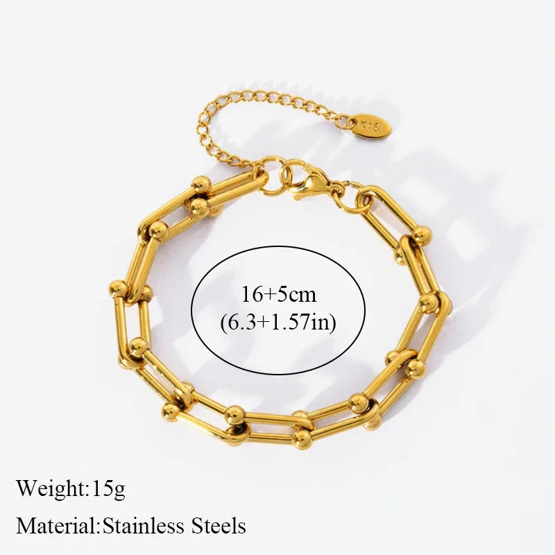 316L Stainless Steel Gold Color Geometric Bracelet For Women Girl Fashion New Holiday Gift Wrist Chain Jewelry Pulsera