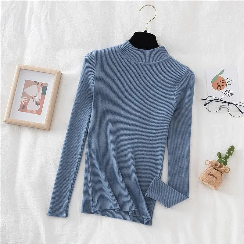 2024 Turtleneck Sweater Women Knitted Soft Pullovers cashmere Jumpers Basic Solid Soft Sweaters Women Autumn Winter Casual Top