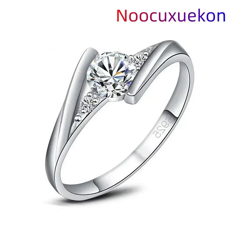 Never Fade White Rhinestone Rings for Women Round Zircon Crystal Rings Bride Promise Engagement Wedding Bands Gift Jewelry