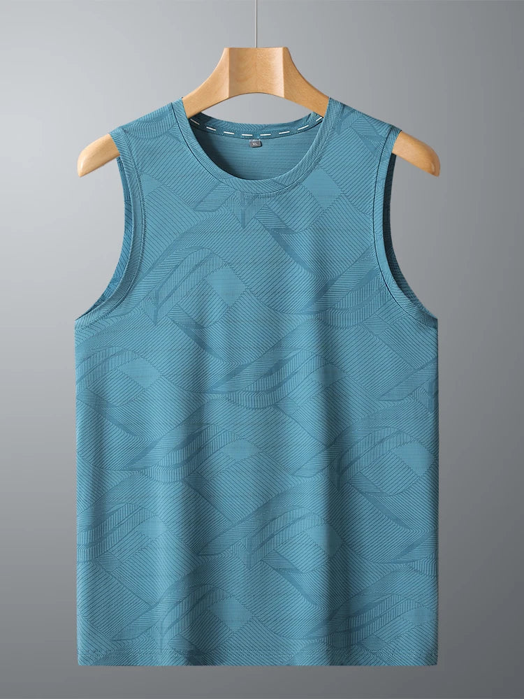 8xl 7xl 6xl New Big Size Ice Silk Classic Tank Tops Men Sleeveless Shirt Black Blue Tees All-Match Quick-Drying T-Shirt