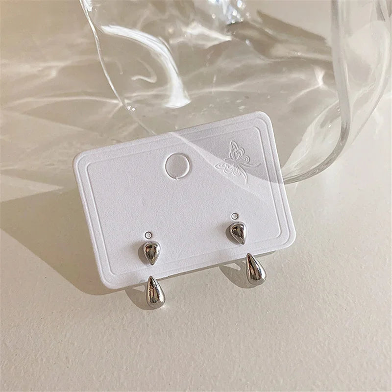 2024 Women Earrings Fashion Water Drop Pendant Earrings Simple Stud Earrings Punk Hip Hop Metal Ear Stud Trendy Jewelry Gift