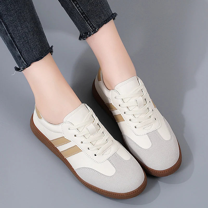 Genuine Leather Ladies Moral Training Shoes Moral Training Shoes Round Toe Couple Retro Sports Sneakers Casual Flats Shoes