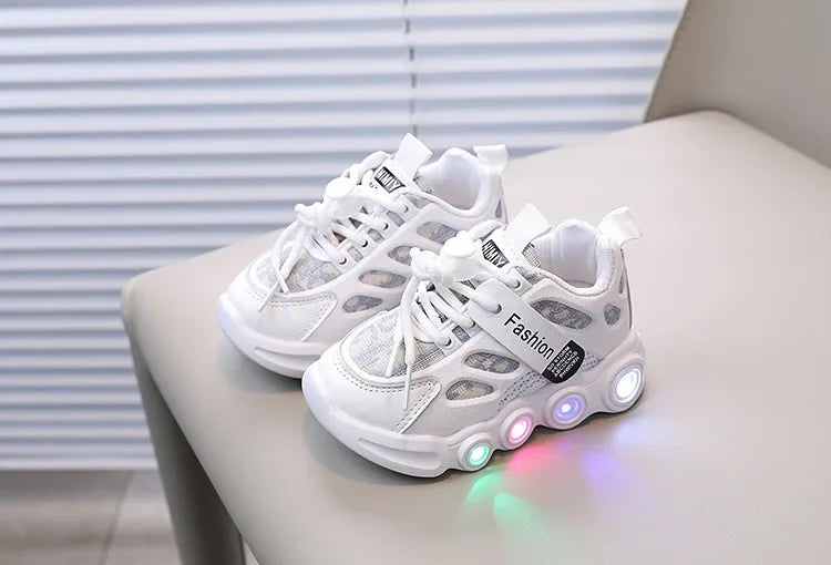 New Children Casual Shoes for Boys Girls Sneakers Autumn Kids Sports Luminous Shoes Baby Mesh Breathable Soft Running 1-6Years