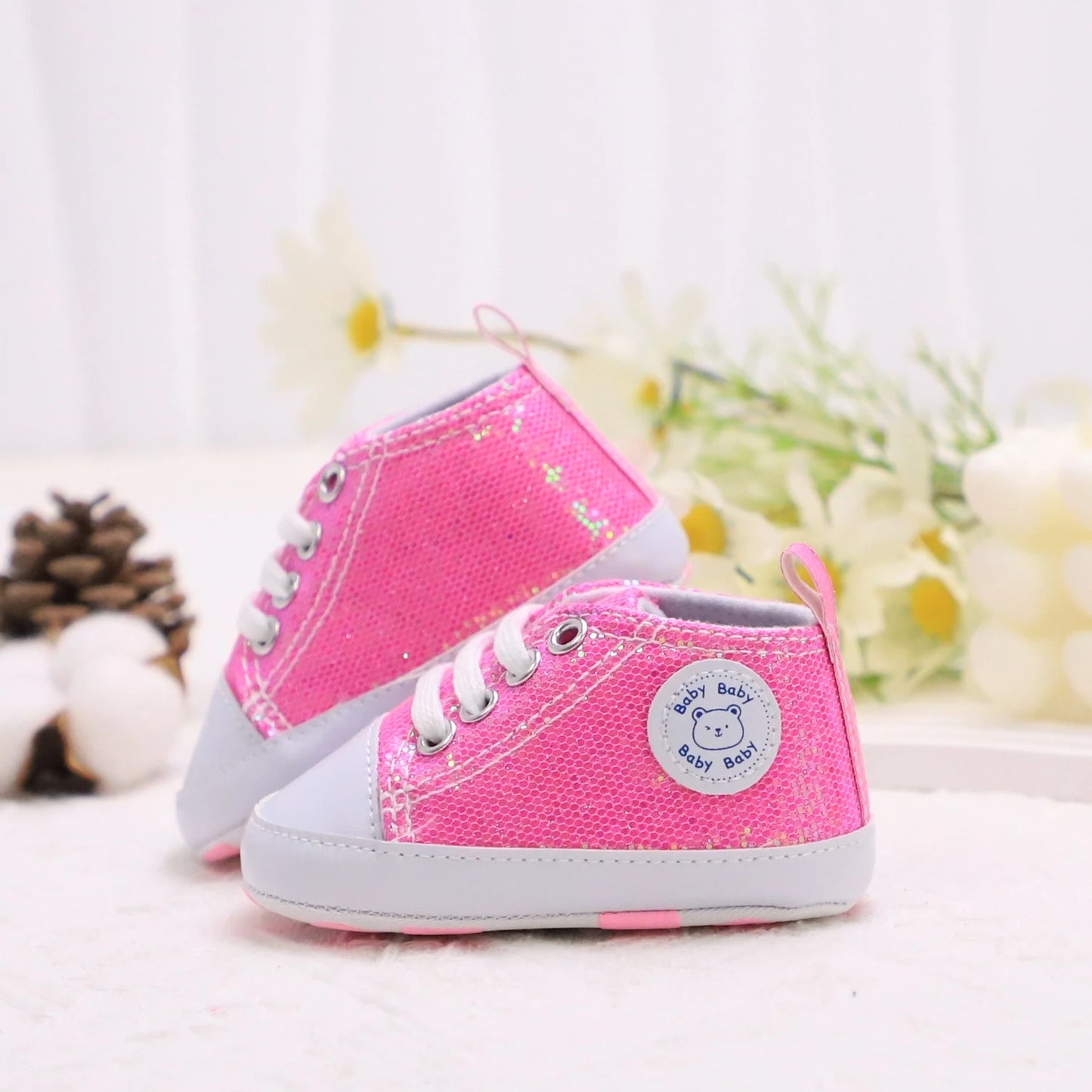 Trendy Comfortable Sequin Sneakers For Baby Boys, Lightweight Non Slip Shoes For Indoor Outdoor Walking, Spring And Autumn