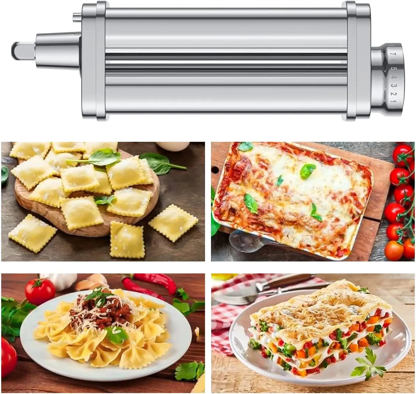 Pasta Attachment for Kitchenaid Stand Mixer,Cofun 3 Piece Pasta Maker Machine with Pasta Roller and Cutter Set for Dough Sheet,