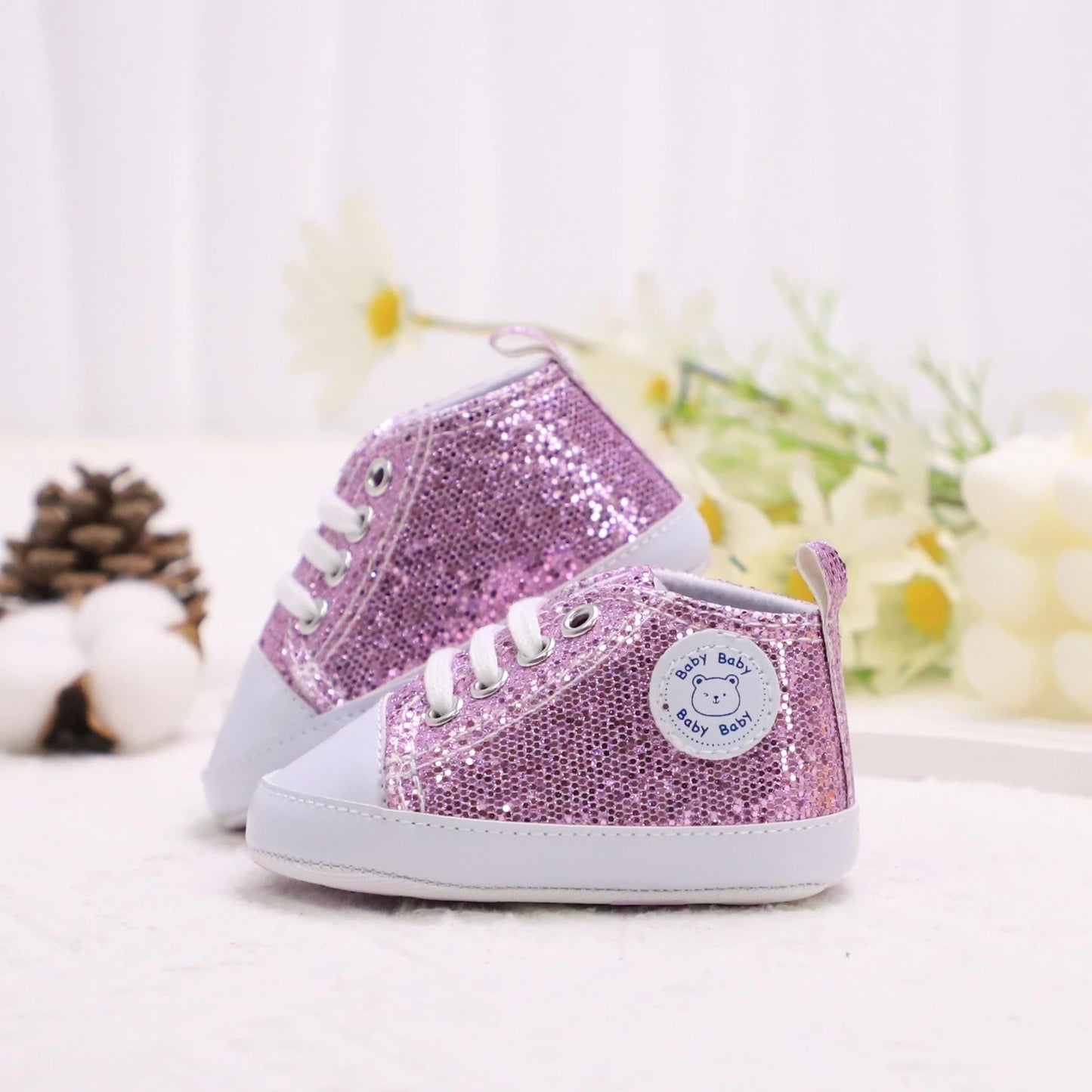 Trendy Comfortable Sequin Sneakers For Baby Boys, Lightweight Non Slip Shoes For Indoor Outdoor Walking, Spring And Autumn