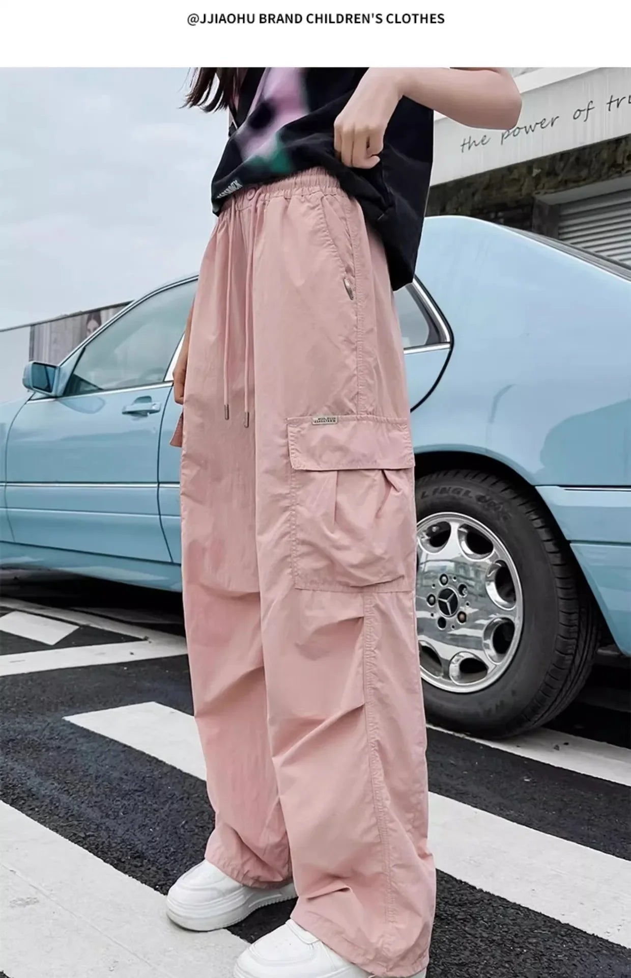 Girls Cargo Pants Summer Thin Loose-fit Wide-leg Long Pants New 2024 Trendy Junior High School Students Casual