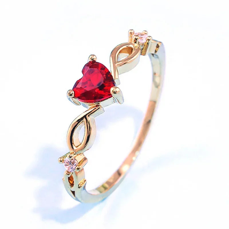 New Love Copper Inlaid Zircon Ring Fashion Temperament Ladies Jewelry Simple Shining Beautiful High Quality Peach Heart