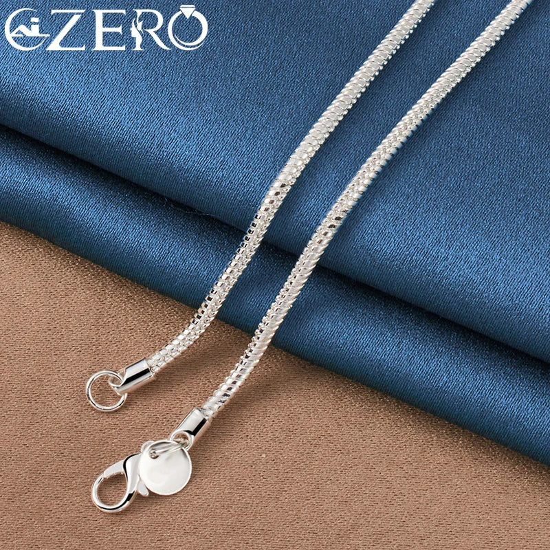 ALIZERO 18K Gold Necklaces 925 Sterling Silver 3MM Snake Chain Necklace For Women Men Fashion Party Luxury Charm Jewelry Gift