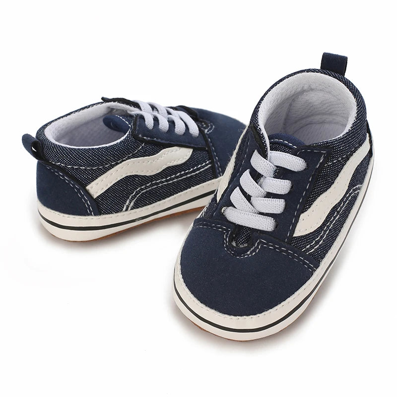 2024 New Baby Canvas Sneakers Anti-slip Soft Plaid Baby Boy Girl Shoes Newborns First Walkers Infant Baby Unisex Casual Shoes