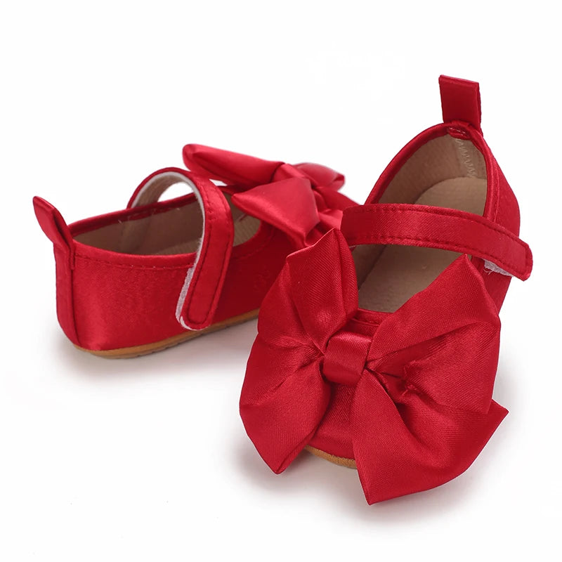 New Western-style Bow Princess Shoes For Infants And Young Children Aged 0-18 Months Soft And Non Slip Walking Shoes