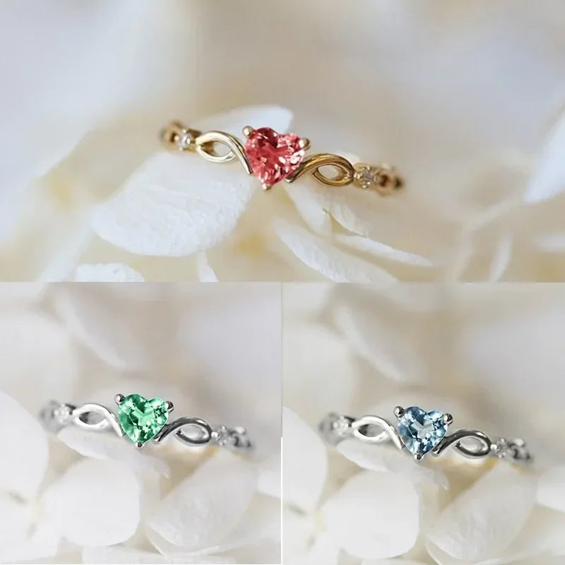 New Love Copper Inlaid Zircon Ring Fashion Temperament Ladies Jewelry Simple Shining Beautiful High Quality Peach Heart