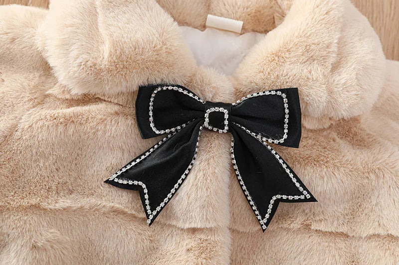 Winter Warm Faux Fur Coat For Girls Jacket Baby Snowsuit Sweet Christmas Princess Outwear 1-5 Years Kids Clothes