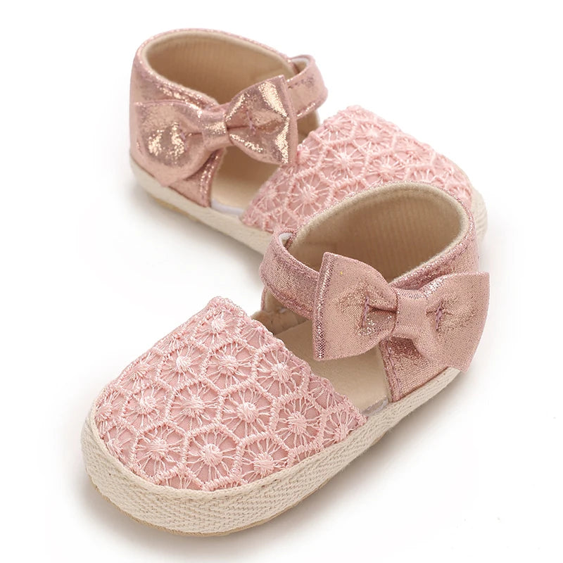 Summer Fashion Baby Shoes 0-18M Girl Baby Bow Casual Sandals Soft Sole Comfortable Baby Walking Shoes