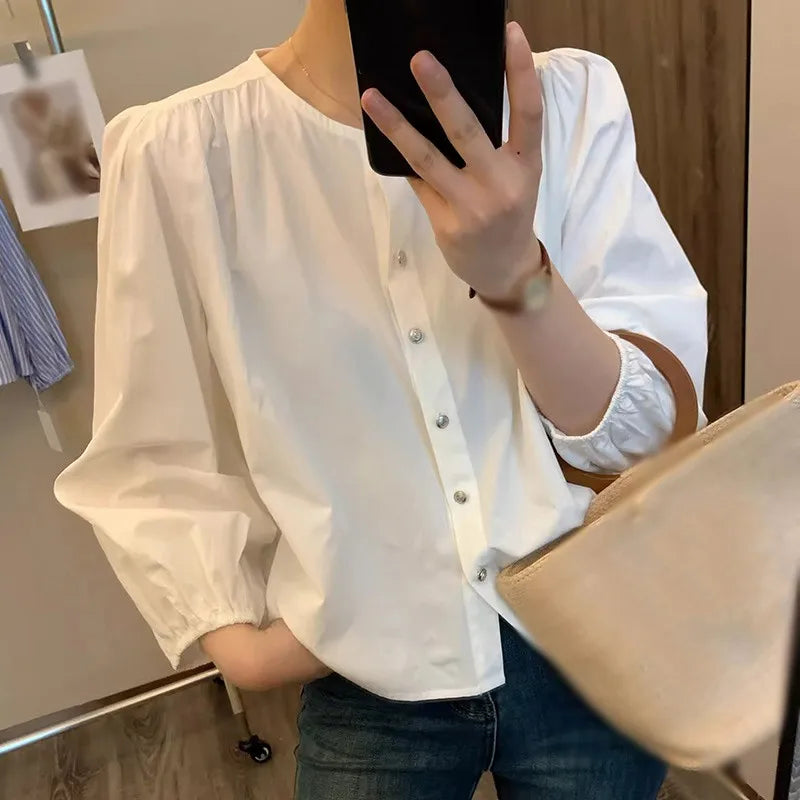 Women White Shirt Cotton Spring Autumn Ladies Tops Long Sleeve Casual Turn-down Women's Loose Blouses