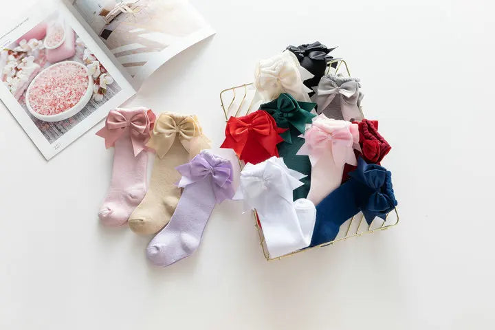 Winter Autumn Kids Knee High Socks Baby Girls Cotton Socks Big Bow Soft Toddlers Princess Children Long Tube Socken For 0-5Years