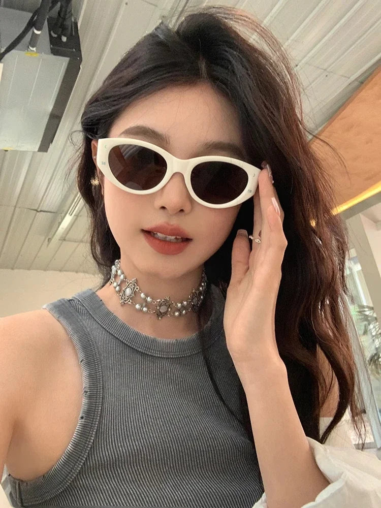 Y2K Retro Cat Eye Small Square Sunglasses Women Girls  Sunglass Fashion Eye Glasses Mirror Goggles Men Punk Sports Sunglasses