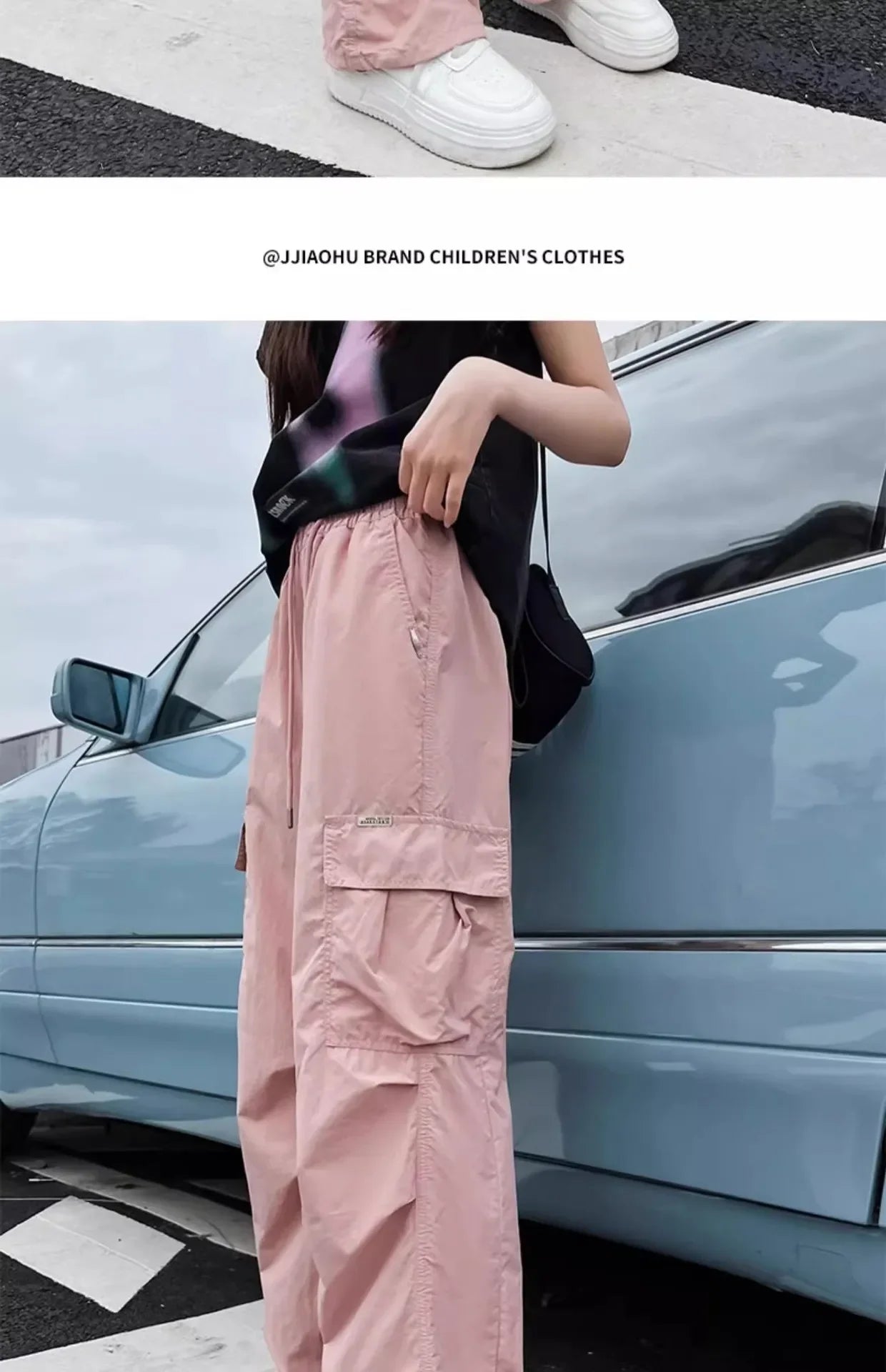 Girls Cargo Pants Summer Thin Loose-fit Wide-leg Long Pants New 2024 Trendy Junior High School Students Casual