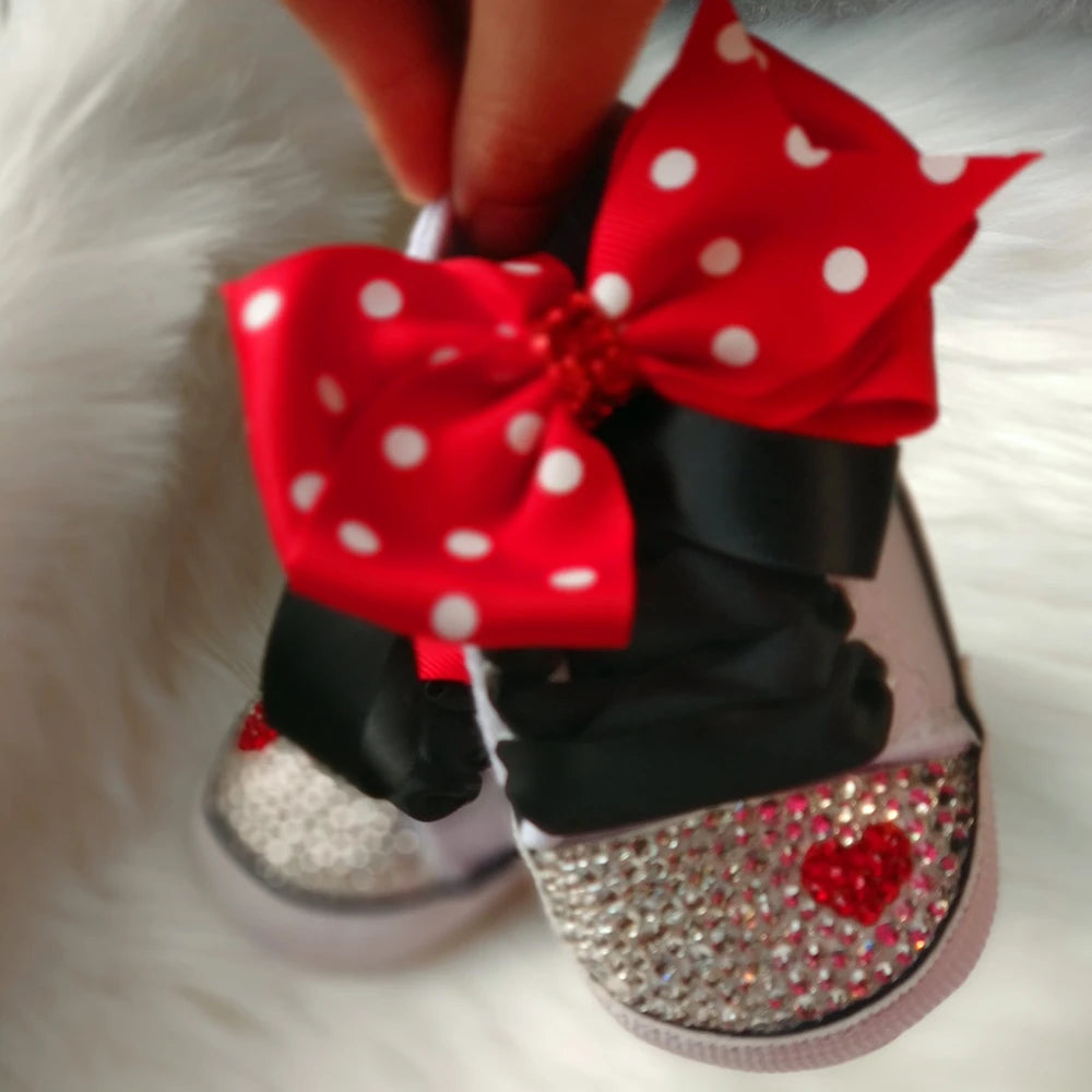 Dollbling Polka Dot Little Cutie Star Sneaker Sparkle Baby Canvas Shoes Stunning Pram 0-1Y Princess girl Sneaker walkers