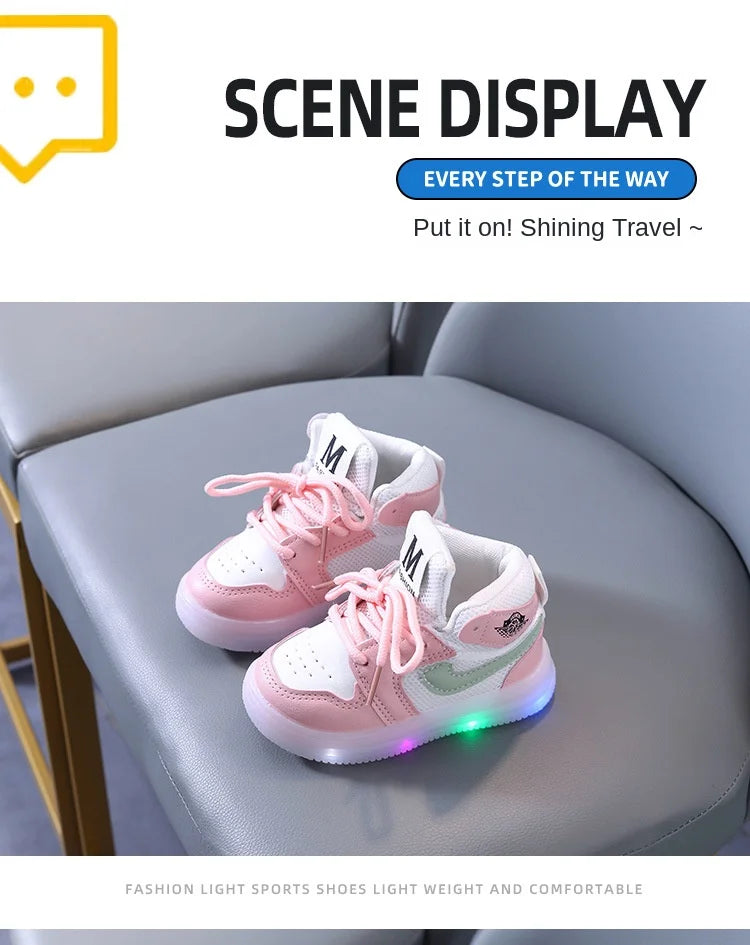 2024 Kids Hot Selling Four Season Girls Boys Sneaker Children Casual LED Luminous Sport Shoes Winter Light Up Shoes