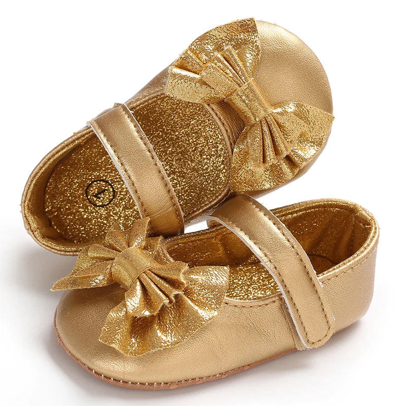 Fashionable Series Baby Shoes Girl Baby Cute Bow PU Princess Shoes Soft Cloth Sole Comfortable Walking Shoes Spring and Autumn