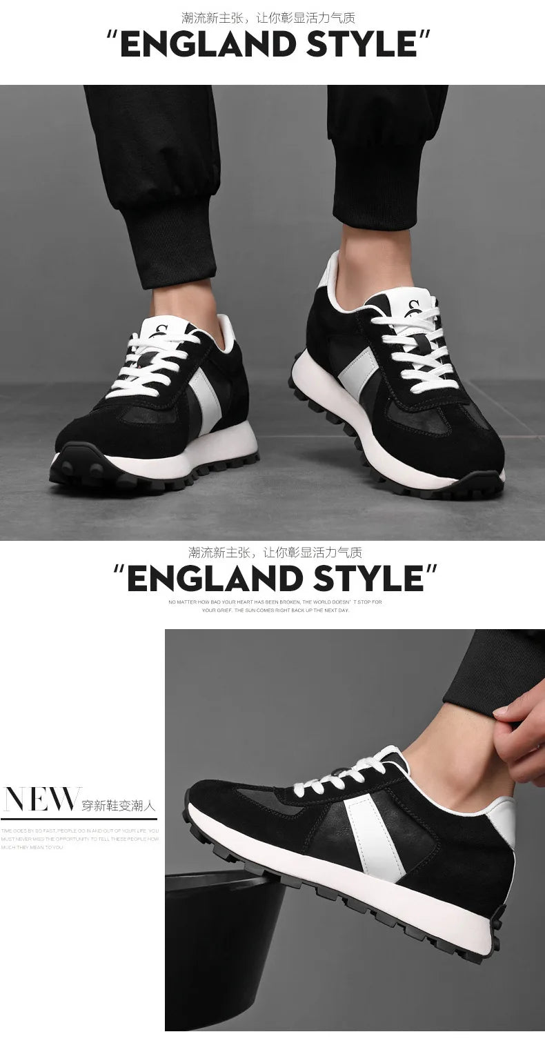 Genuine Leather Men Sneakers Elevator Shoes Hidden Height Increasing Shoes Men 8 6CM Sports Casual Flat Oxfords Man Heightening