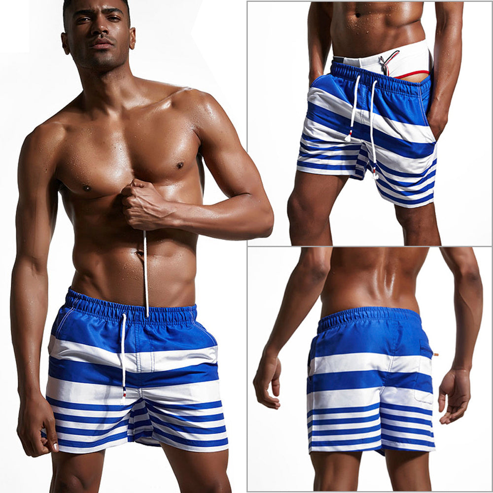 Beach Pants Summer New Style Men's Swim Shorts Pocket Mens Swimming Shorts Quick Dry Beach Trunks Swimwear with Mesh Lining