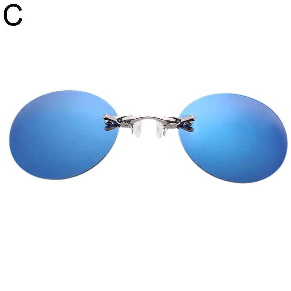 Clip On Nose Glasses Round Rimless Matrix Morpheus Sunglasses Mini Frameless Vintage Men Eyeglasses