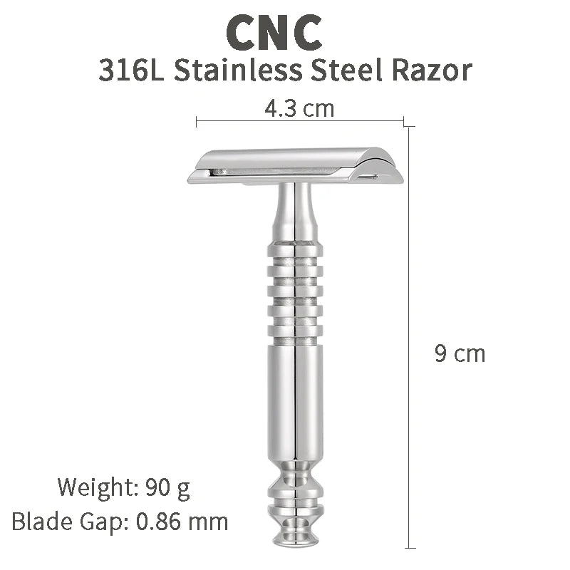 CNC 316L Stainless Steel Manual Shave Classic Double Edge Safety Luxury Razor for Men