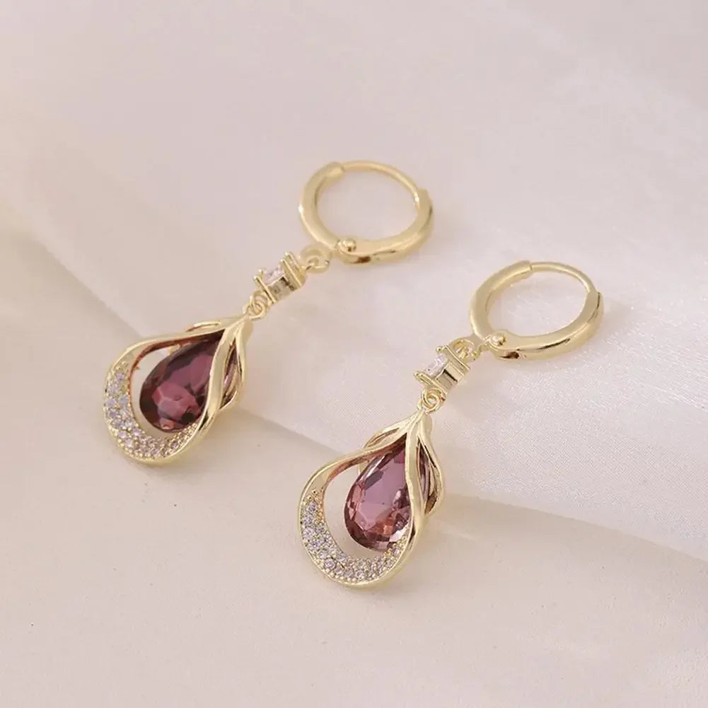 Luxury High-end Cat Eye Stone Geometric Earrings 2024 New Water Drop Earrings for Women Dangle Earring Aretes De Mujer Gothic