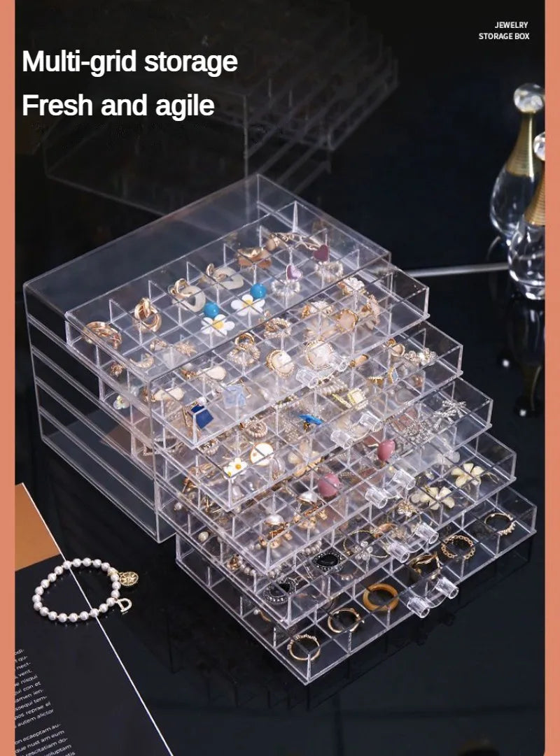 31/72/79/120 Grids Earring Earbuds Storage Boxes Acrylic Jewelry Organizer Stackable Nail Art Diamond Display Stand Drawer