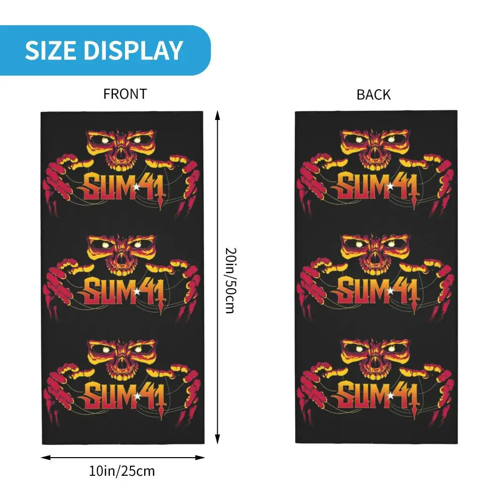 Sum 41 Band Bandana Neck Gaiter Printed Mask Scarf Multifunctional Headwear Running for Men Women Adult Breathable