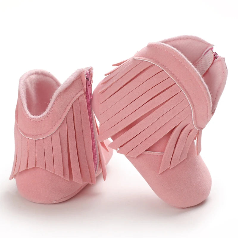 Baby Booties Vintage Tassel Anti-slip Sole Winter Warm Baby Boys Girls Shoes Snow Booties First Walkers Infant Shoes