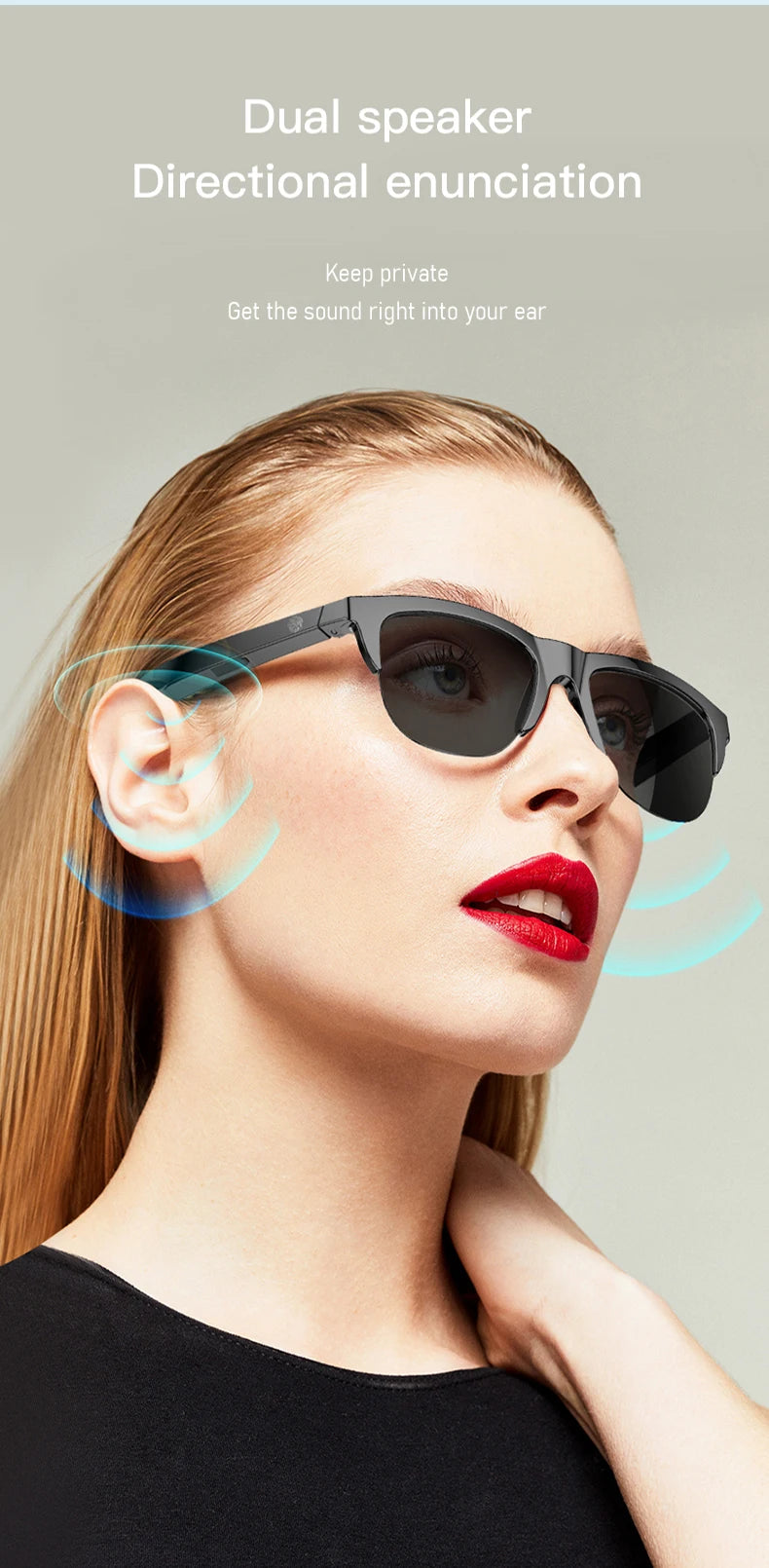 F Series Fone Ouvido Bluetooth Lenses Man Water Proof Smartglass Stereo Connected Bezel Smartglasses Polarized Men's Sunglasses