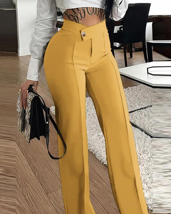 Autumn and Winter Pants Women 2023 Fashion Versatile Casual Sexy Buttoned Straight Wide-leg Work Trousers Y2k Clothes Streetwear