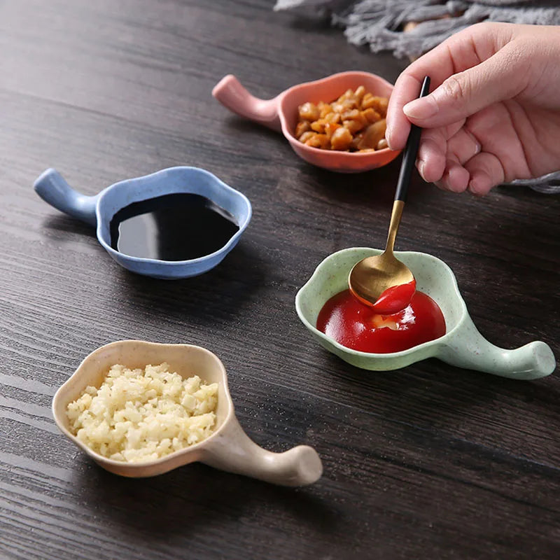 1~10PCS Kichen Wheat Straw Sauce Dish Mini Tray Small Plate Side Seasoning Dish Condiment Dishes Sushi Soy Snack Dipping Home